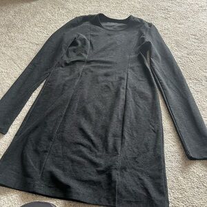 Beyond Yoga Heathered Black Long Sleeve Mini Dress